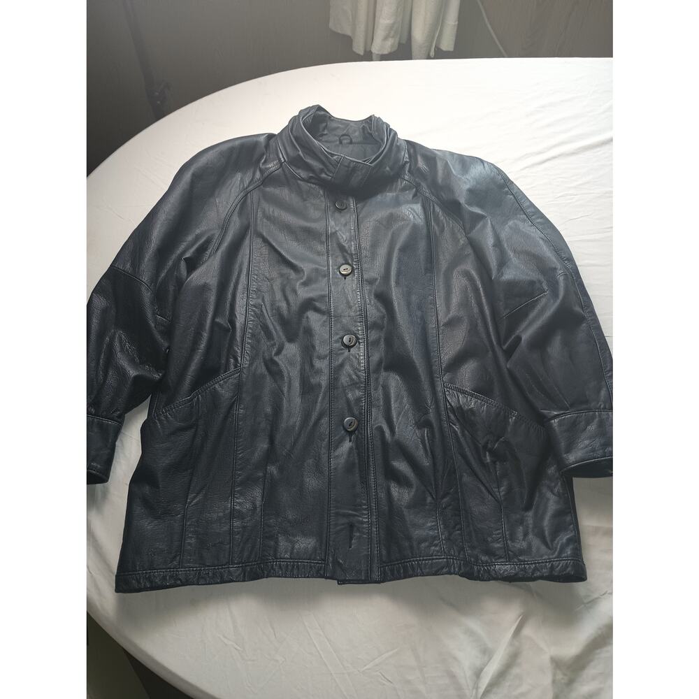 Vintage Pelle Studio Leather Jacket Mens Large Gray Bomber Coat *Missing buttons